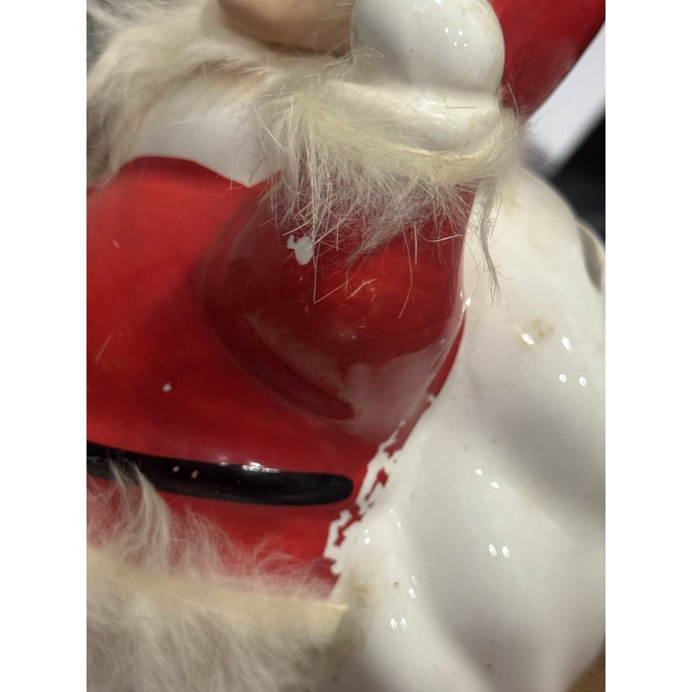 Santa Ceramic Bank 1959 Napco Bedford Ohio Vintage Made Japan Faux Fur Accent - Picture 12 of 15